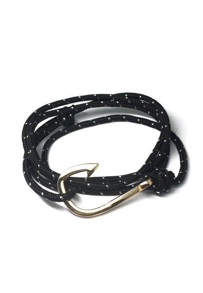 Angle Series Black and Yellow Spots Green Polyester Strap Gold Fishing Hook  Bracelet