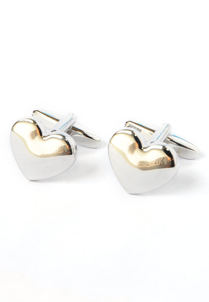 Domed Metal Love Heart Cufflinks