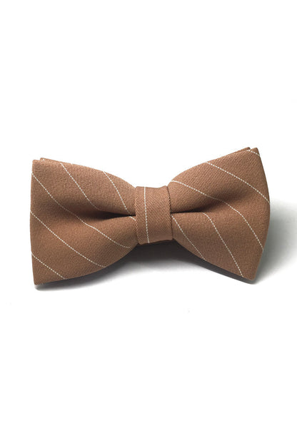 Bars Series White Stripes Apricot Cotton Pre-Tied Bow Tie – Splice ...