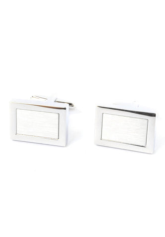 Brushed Silver Rectangular Framed Cufflinks