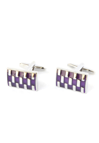 Rectangular Purple & Silver Cufflinks