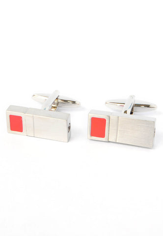 Rectangular Twist Cufflinks Red