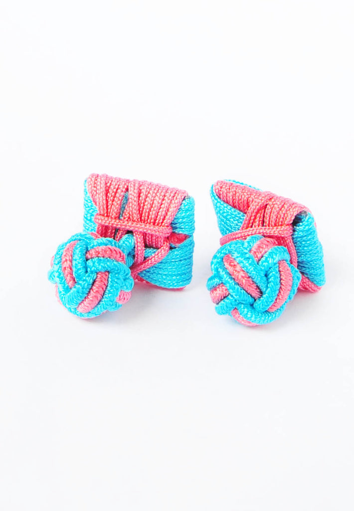 Pink & Blue Square Silk Cufflinks