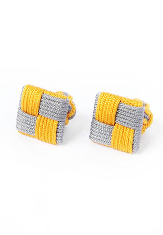 Silver & Gold Square Silk Cufflinks