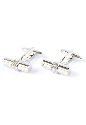 Cylindrical Rhodium Plated Classic Cufflinks