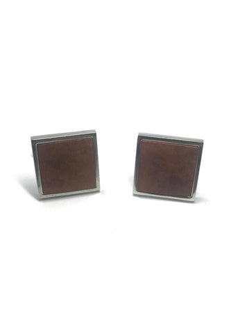 Briar Wood Insert Square Cufflinks