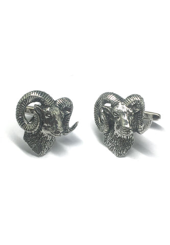 English Made Rams Head Pewter Cufflinks