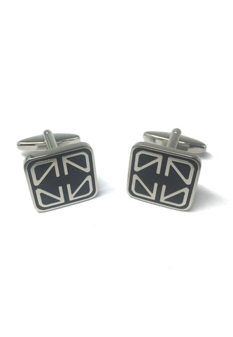 High quality Black Enamelled Rhodium Plated Cufflinks