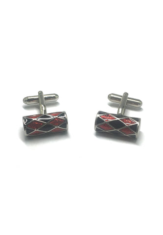 Red & Black Harlequin Tube Cufflinks