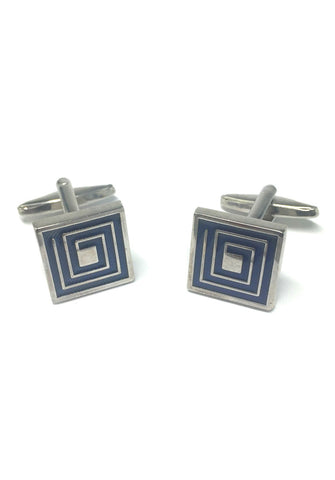 Blue Maze Pattern Square Cufflinks