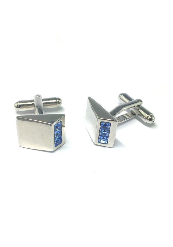 Blue Crystals Triangular Cufflinks