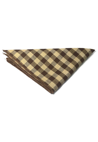 Patchwork Series Brown Plaids Design Cotton Pocket Square